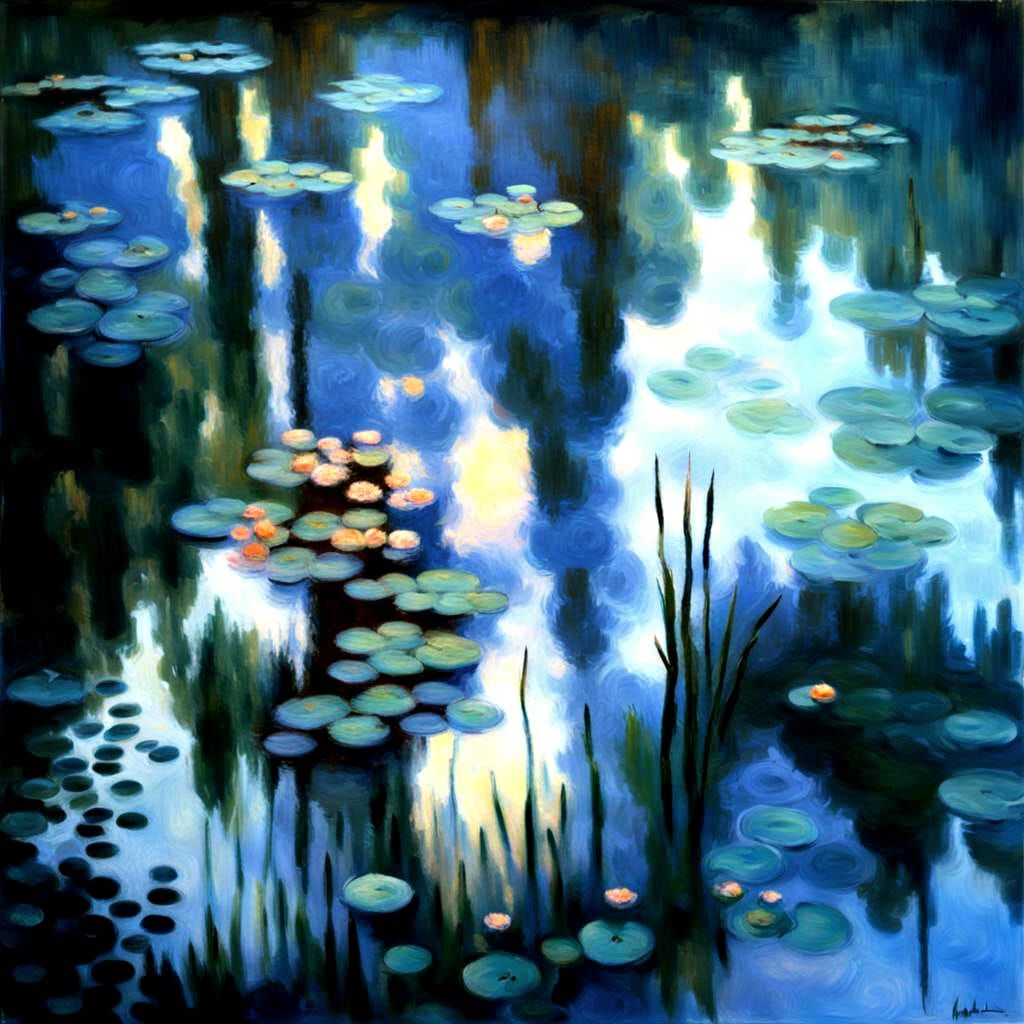 Abstract Pond Surface Reflecting Surroundings