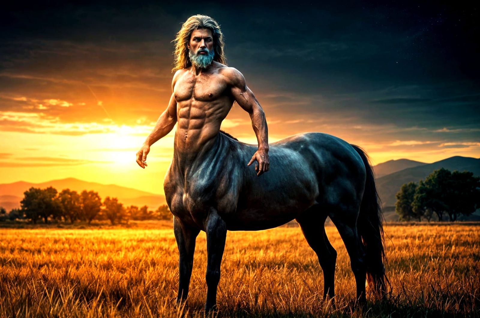 Centaur in Field: Mythological Portrait in Photorealism
