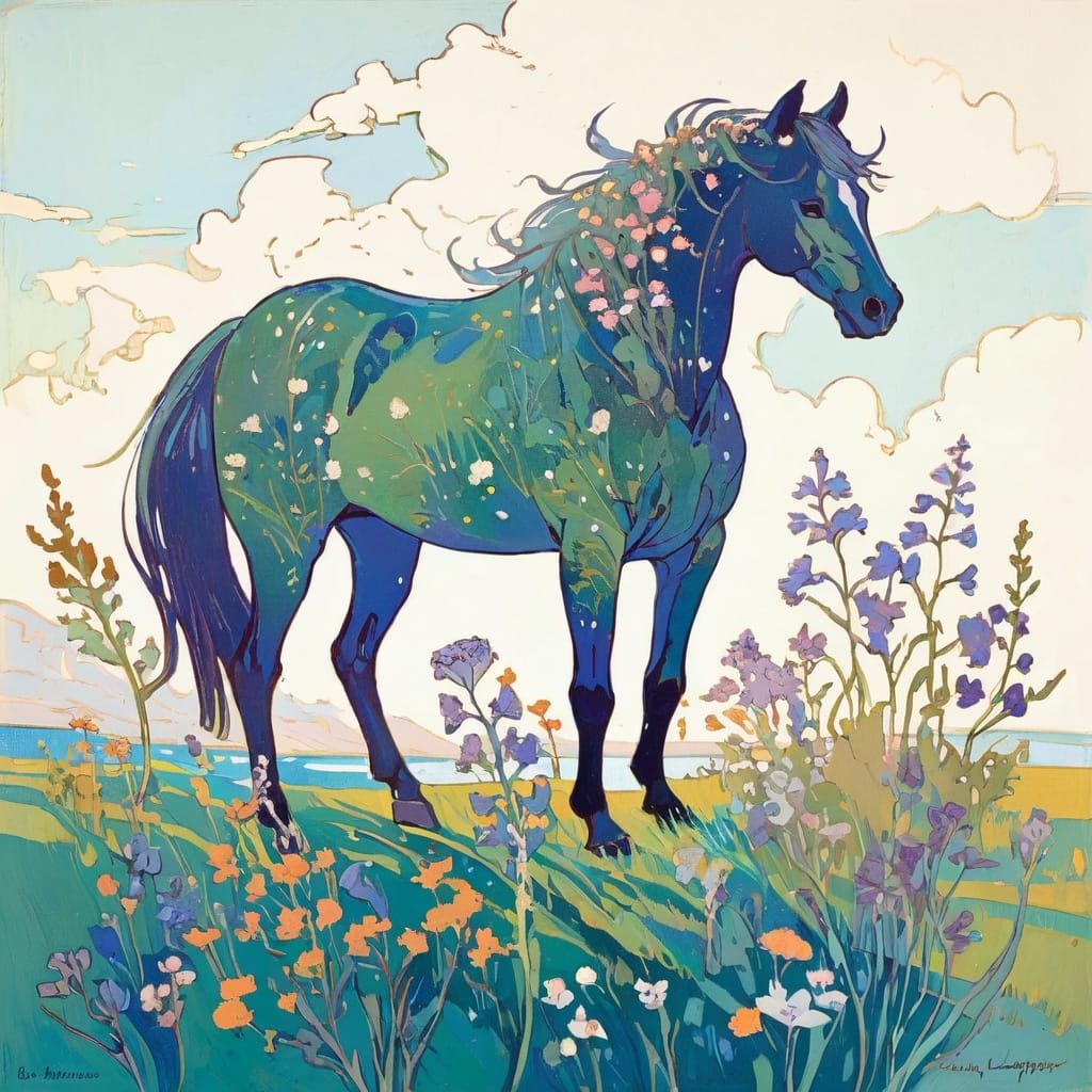 Whimsical Seaside Blooms in Impressionist Style