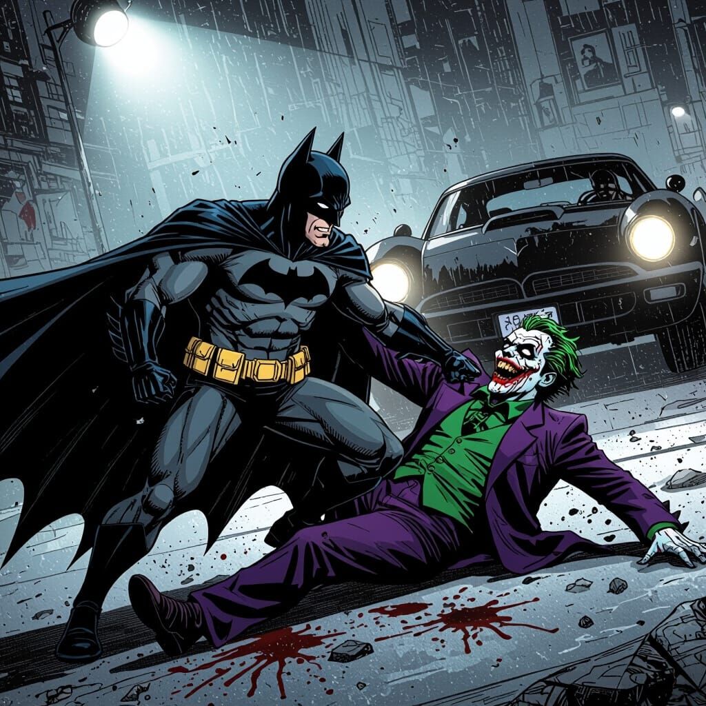 Batman Tackles Zombie Joker in Gritty Comic Style