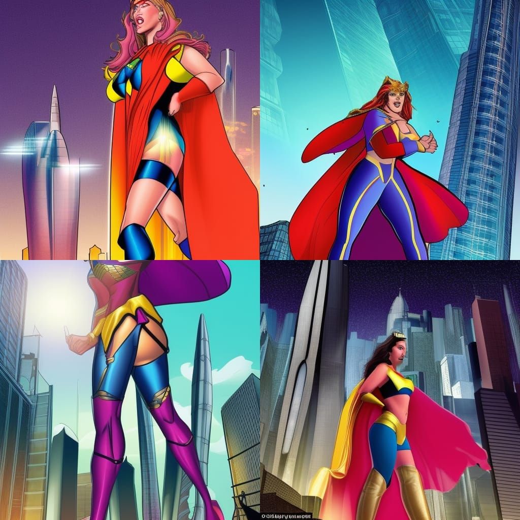 Supergoddess Strides Through Martian Cyberpunk City