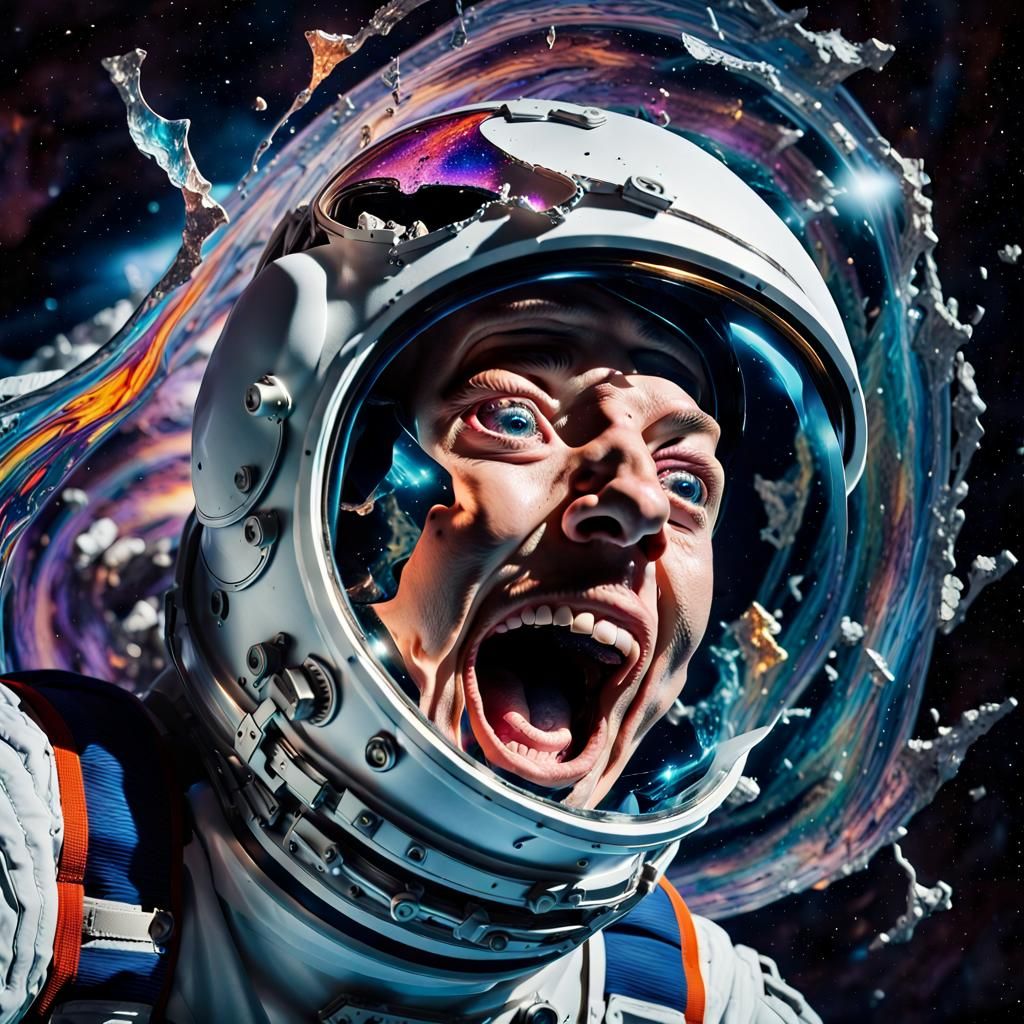 Surreal Astronaut Screaming in Space, Horror Art