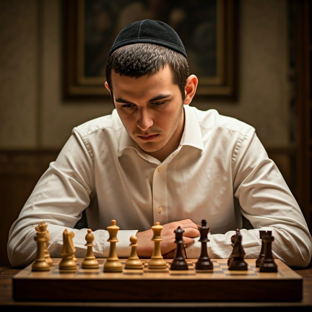 Intense Chess Game: Cinematic Film Still