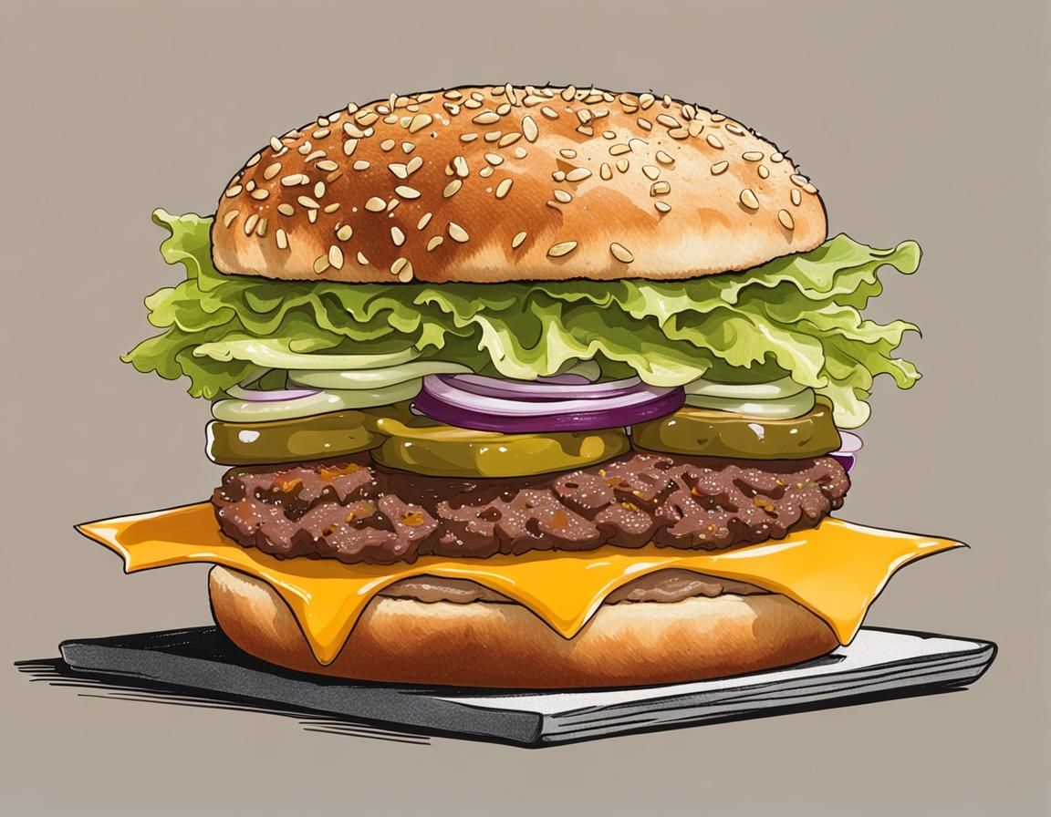 Mouthwatering Burger with Sesame Seed Bun