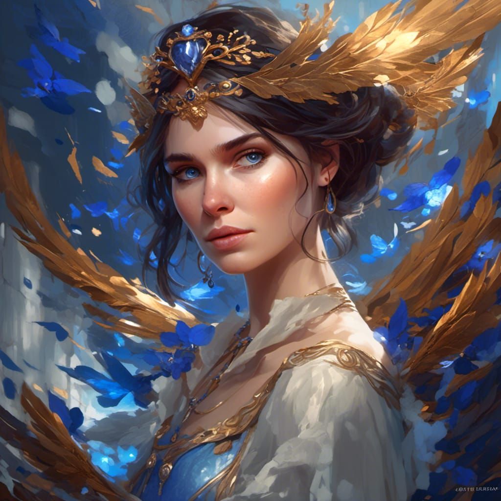 Hyperreal Portrait of Princess Raven with Blue Eyes