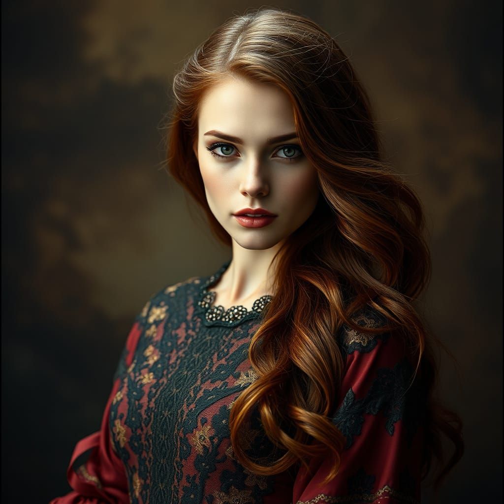 Romantic Portrait of Woman with Auburn Hair
