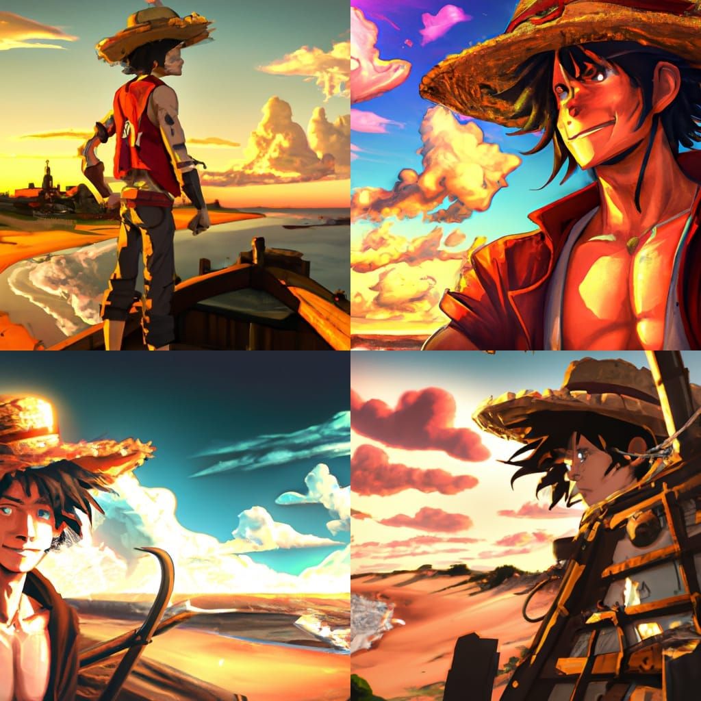 Luffy in Dark Fantasy Style by Alphonse Mucha