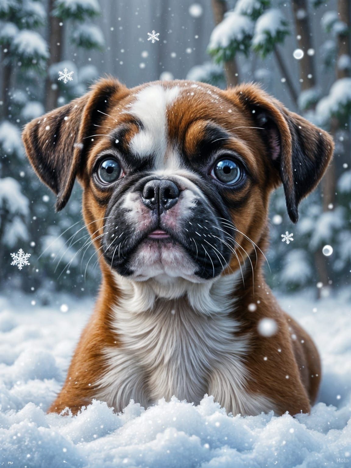 Boxer Puppy Sees First Snowfall in Hyper-Detailed Oil Painti...