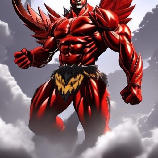 Friendly Fire Demon Bodybuilder in Webcomic Style