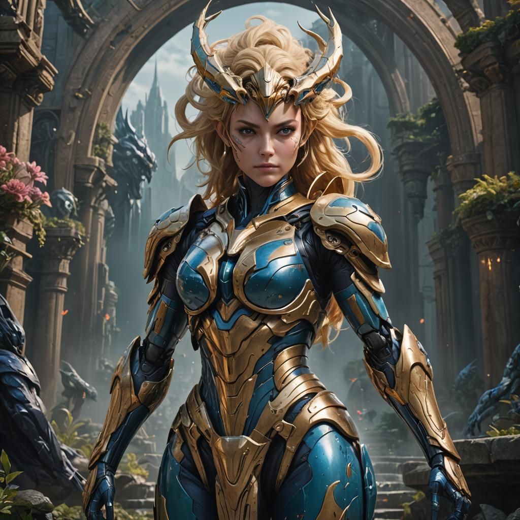 Statuesque Blonde Magic Wielder in Fantasy Concept Art