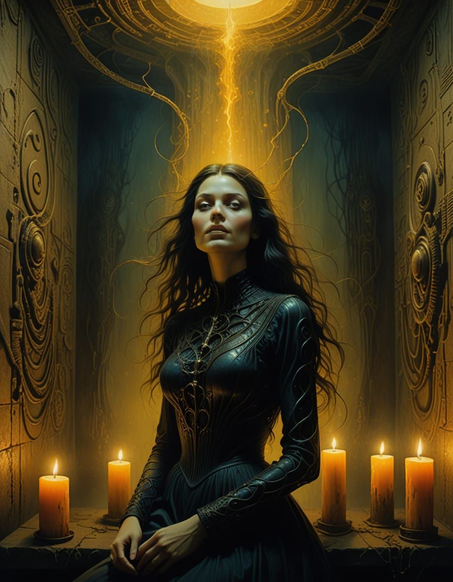 Sensual Witch in Ethereal Dark Fantasy Style