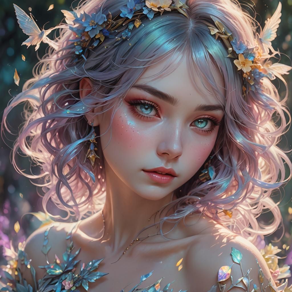 Cute Banshee in Pastel Colors, Hyperrealistic Oil Painting