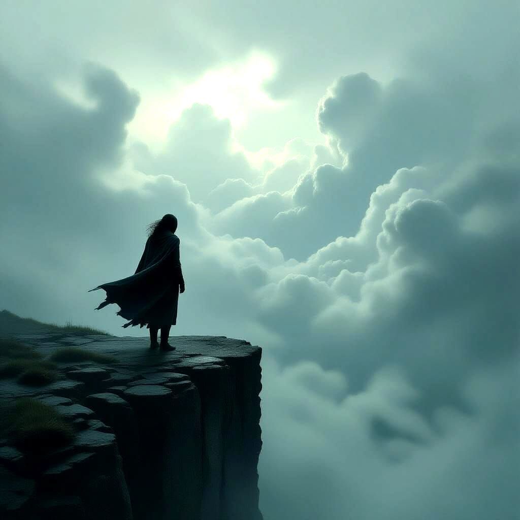 Precarious Edge: An AI Interpretation of Life's Brink