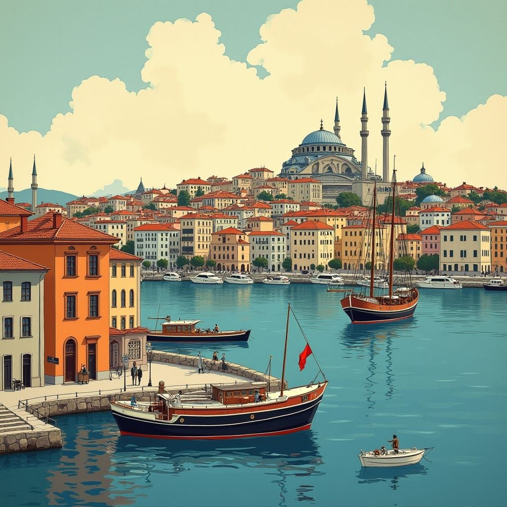 Golden Horn, Istanbul: Fauvist-Style Drawing