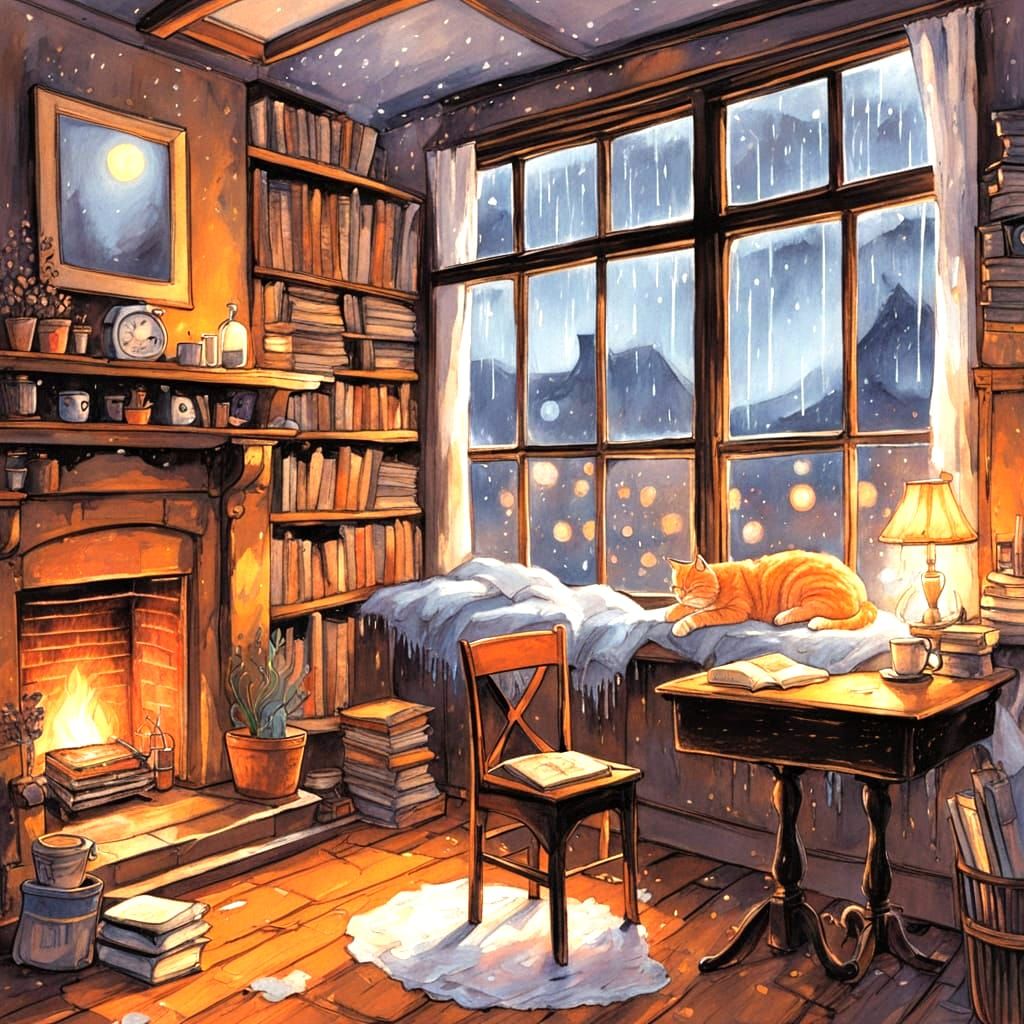 Cozy Fantasy Cafe with Cat and Mocha