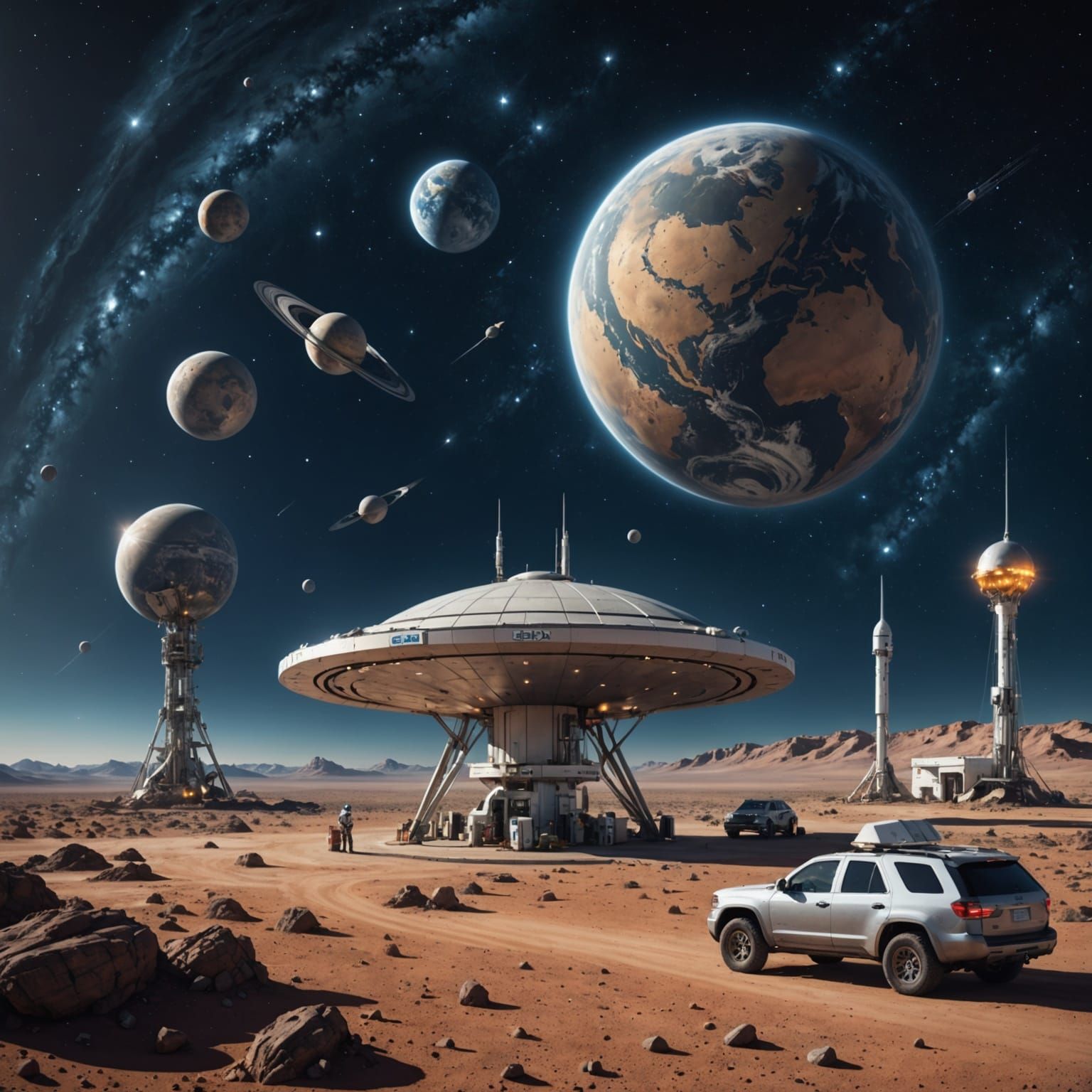 Interstellar Gas Station on Distant Planet