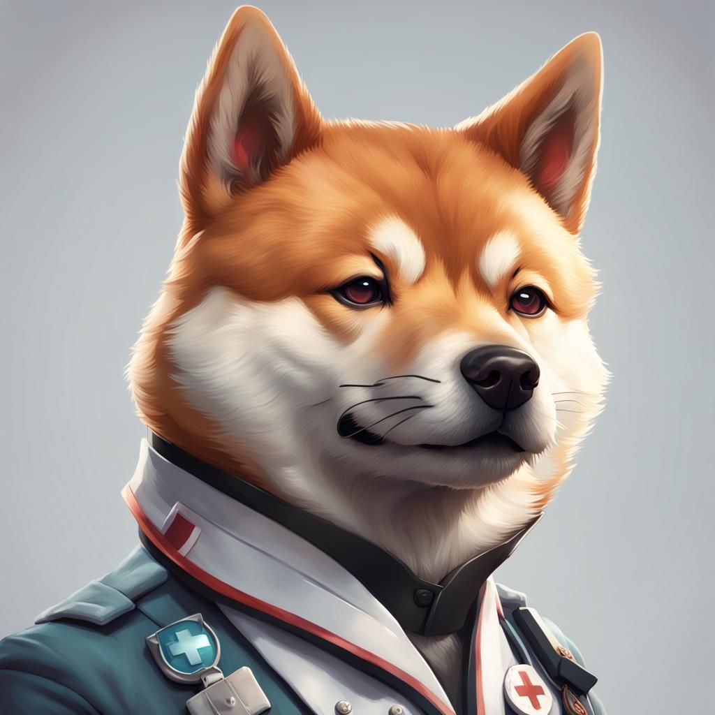 Medic Shiba Inu Portrait in Detailed Lighting
