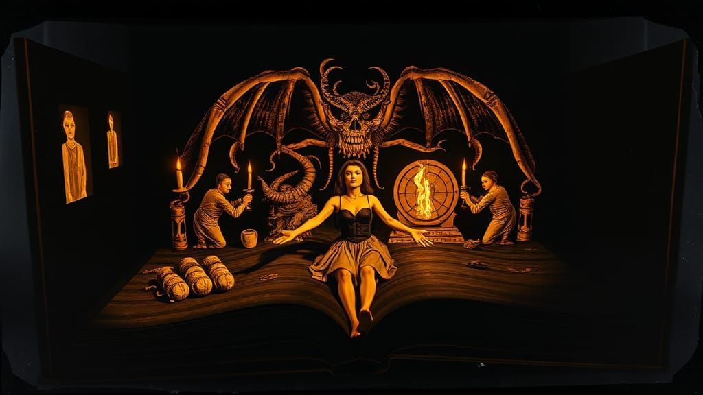 Necronomicon Pop-Up Book in Dark Academia Style