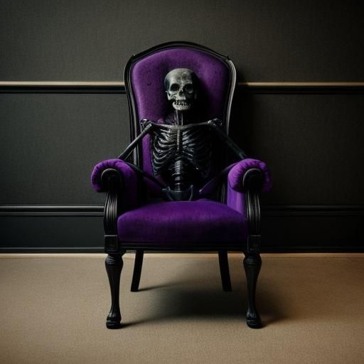 Dark Fantasy Skeleton in Suit, Gothic Illustration