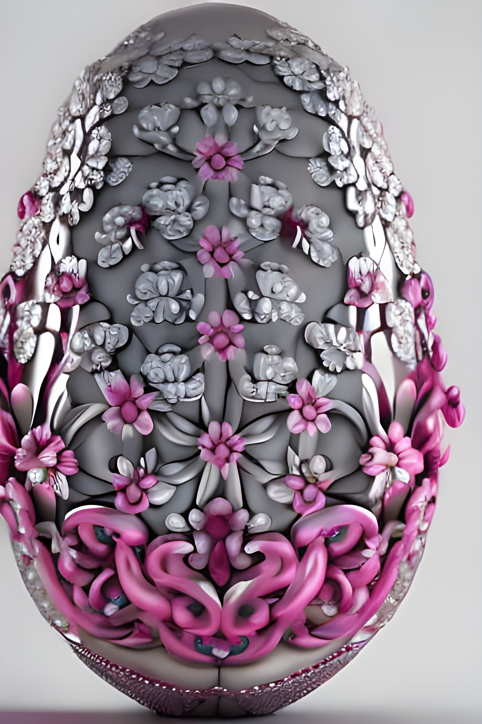 Ornate Cherry Blossom Fabergé Egg in Baroque Style