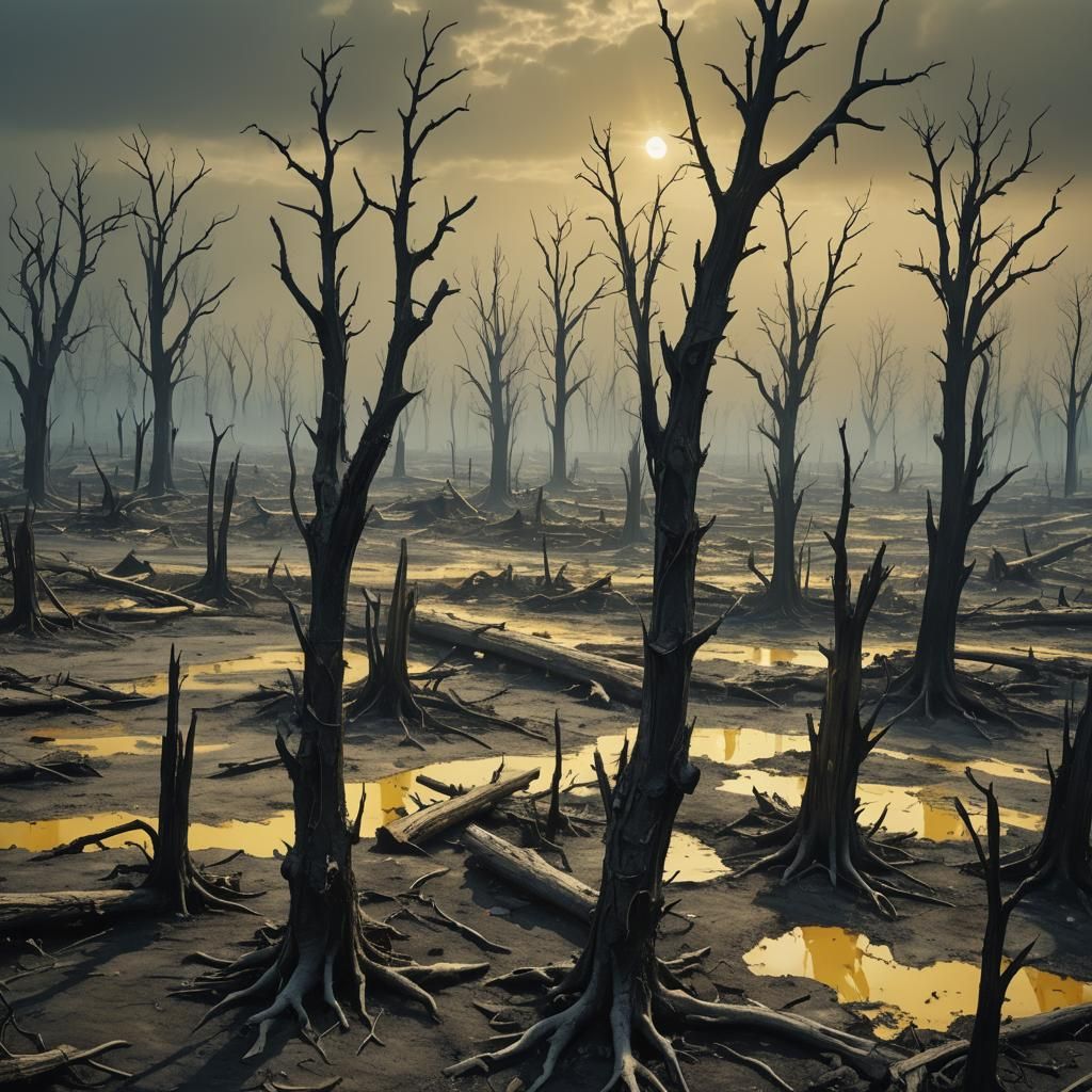 Environmental Surrealism: Earth's Crumbling Wasteland