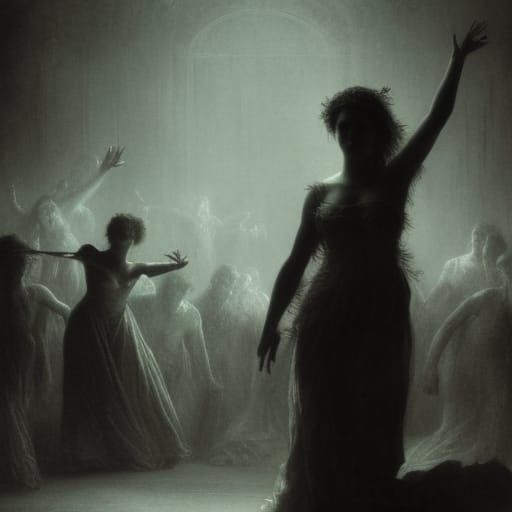 Ethereal Ghosts Dancing in Gothic Horror Style