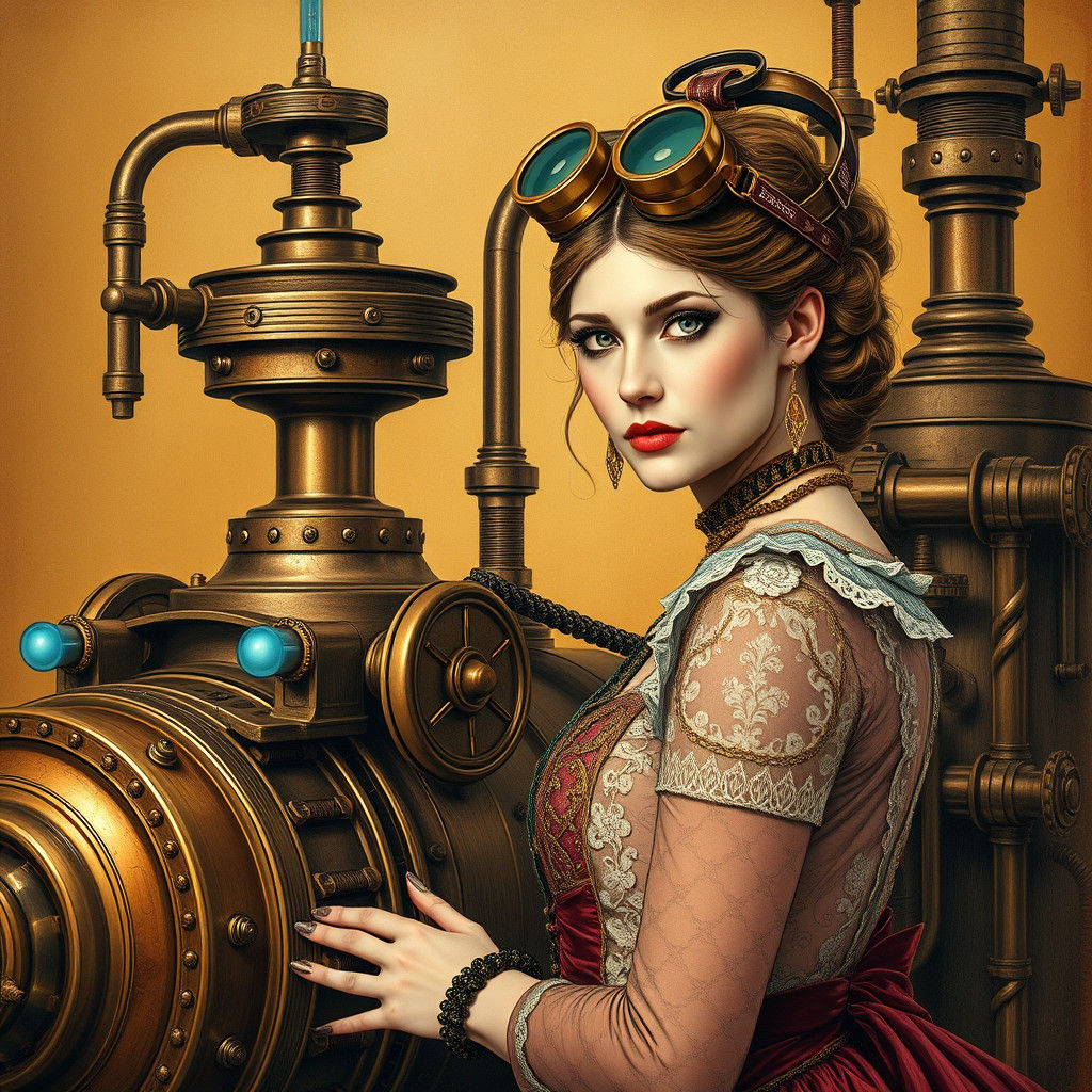 Steampunk Occitan Princess with Ornate Engine