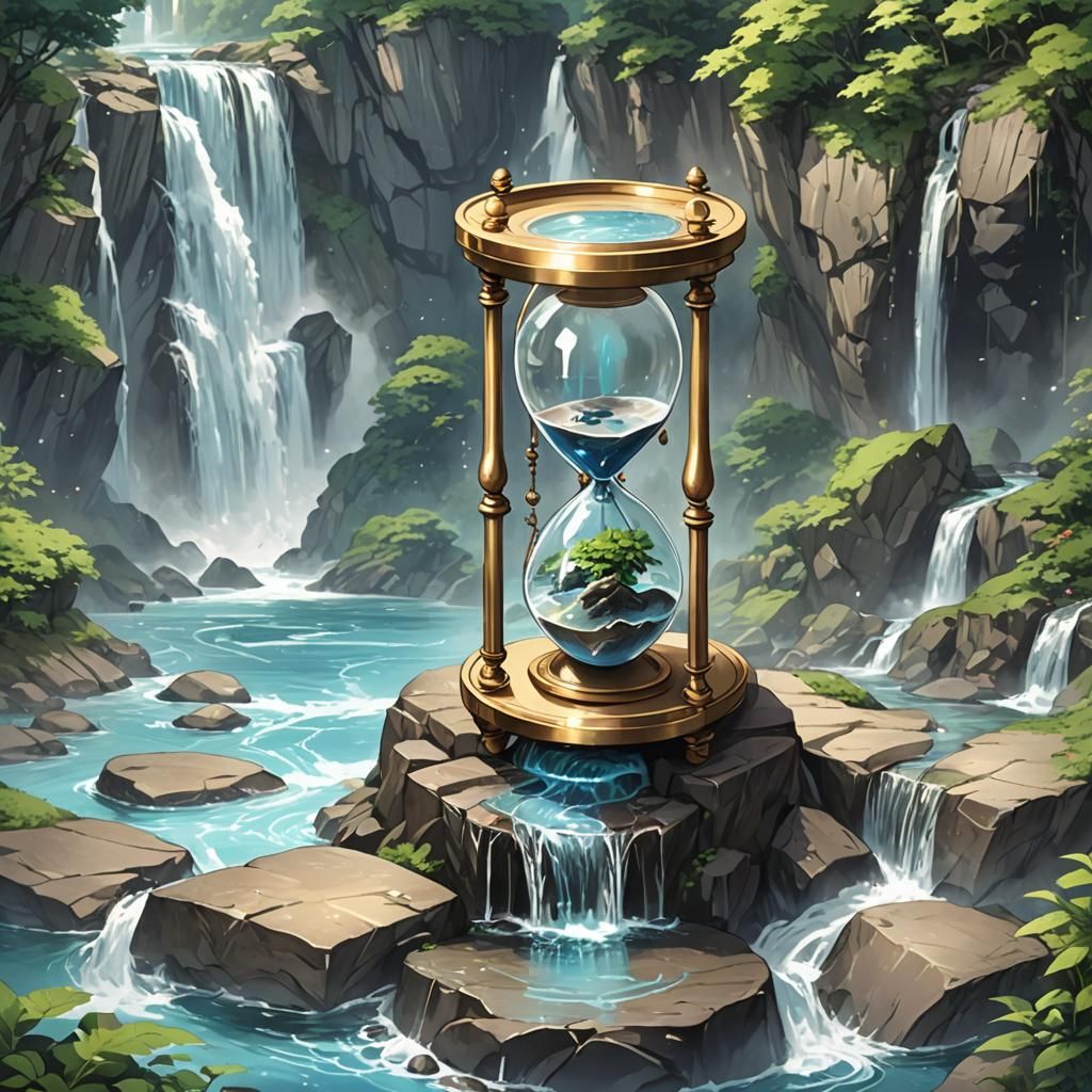 Hourglass Waterfall in Anime Style
