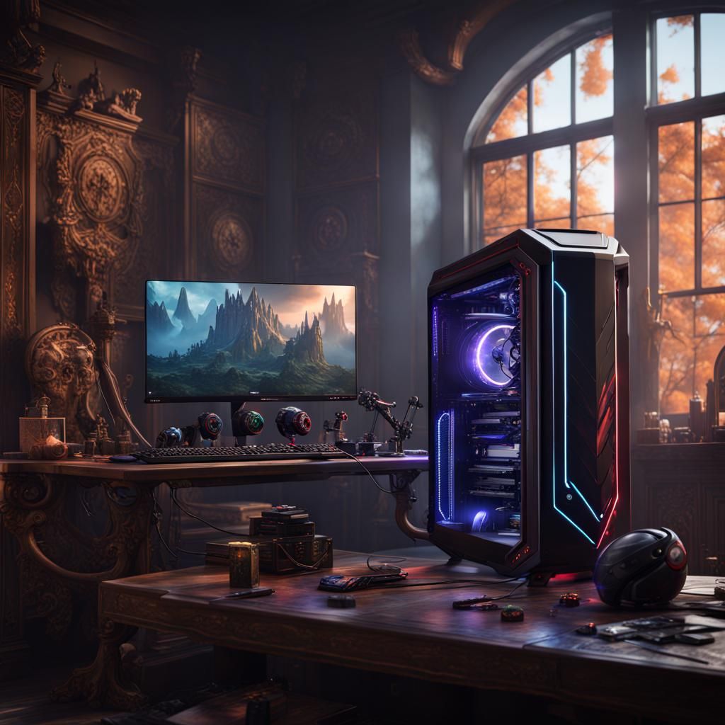 Gaming PC Setup: Detailed Matte Painting