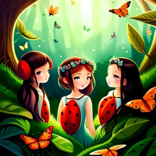 Ladybugs in Faerie Circle: Hyperdetailed Digital Art