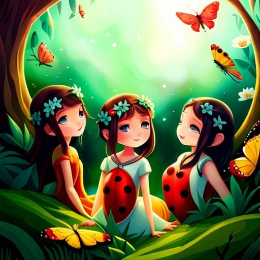 Ladybugs in Fairytale Glade: Hyperdetailed Digital Art