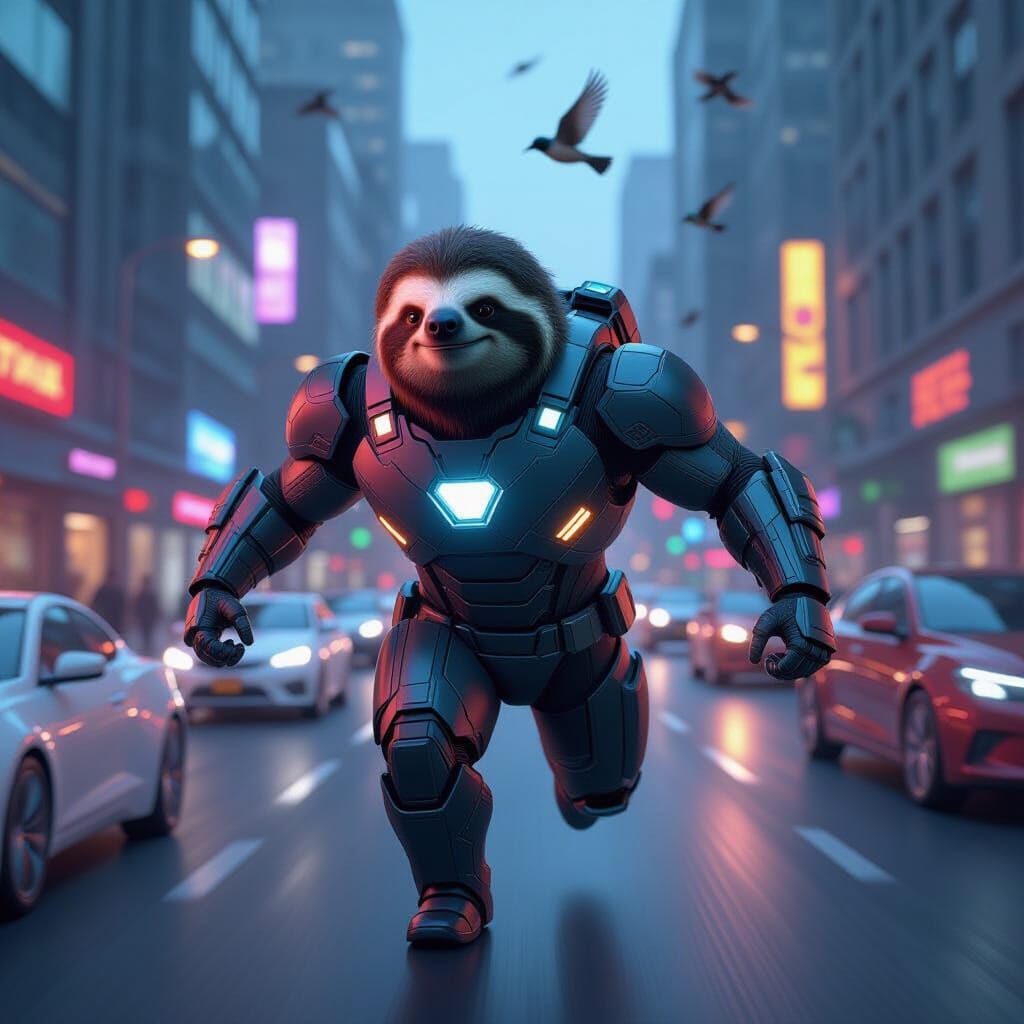 Sloth Superhero in Epic 3D Marvel-Style Suit