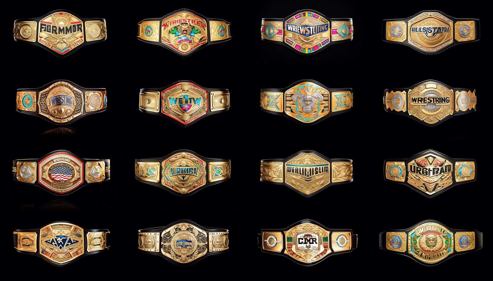 Detailed Wrestling Championship Belt in Hyperrealistic Style