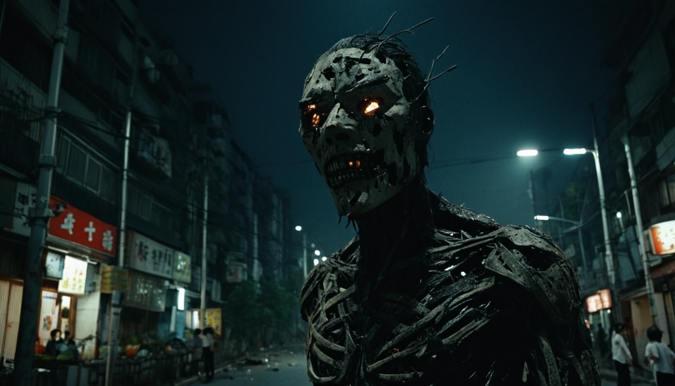Grotesque Creature in Dimly Lit Seongsu-dong Street