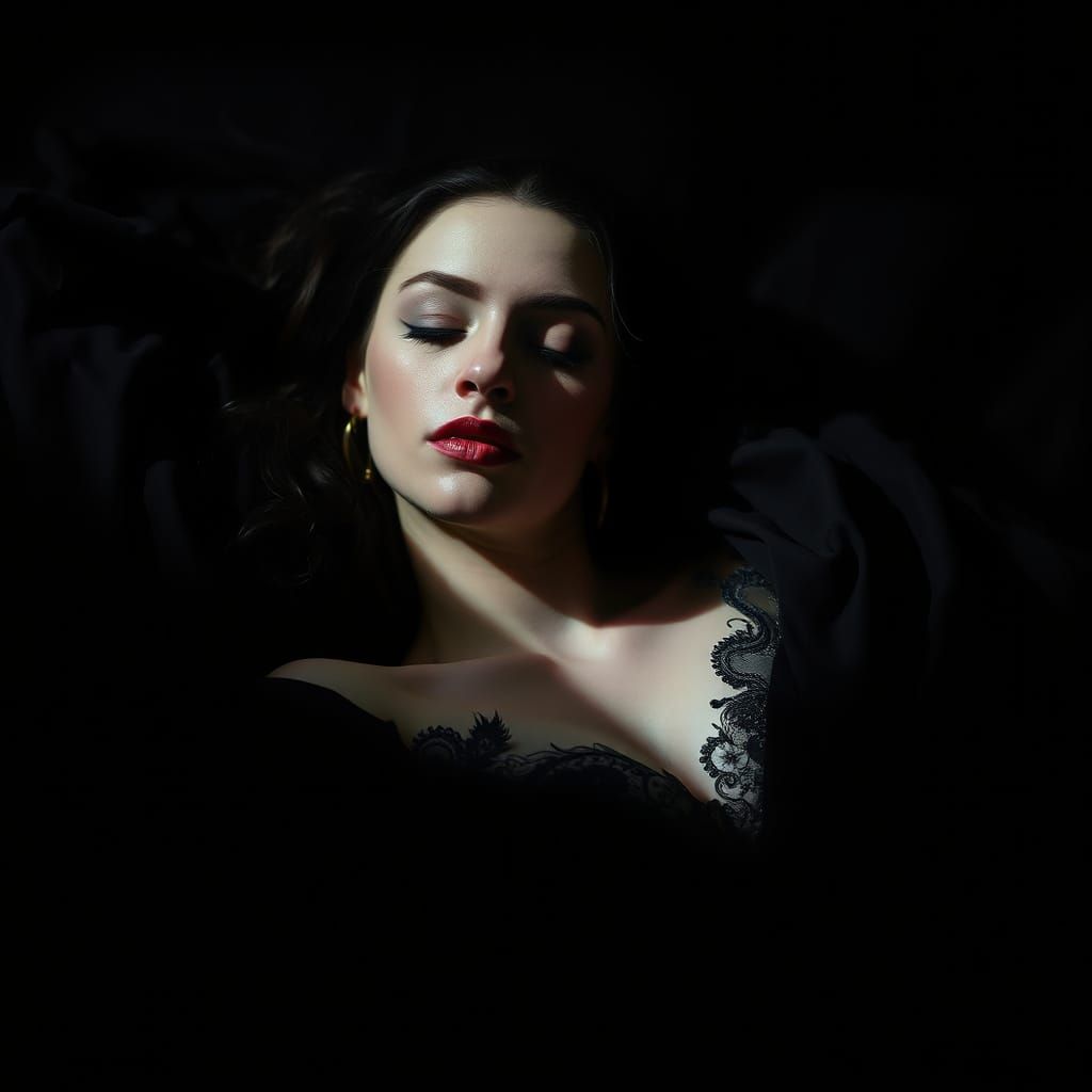 Mysterious Victorian Woman in Shadows