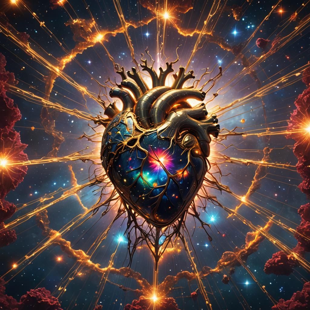 Cosmic Heart Radiates Love in Detailed Matte Painting