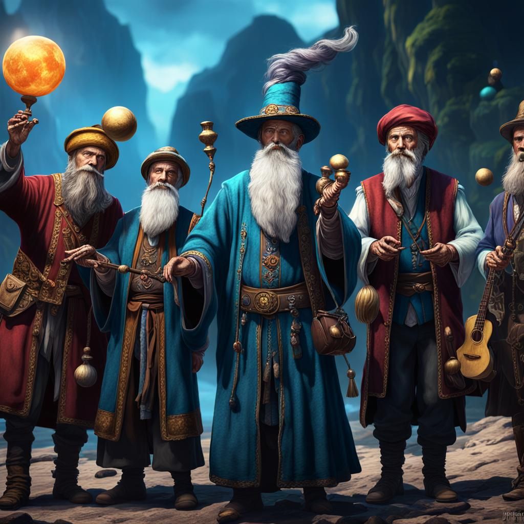 Travelling Bards and Mage Juggler, Detailed Matte Painting