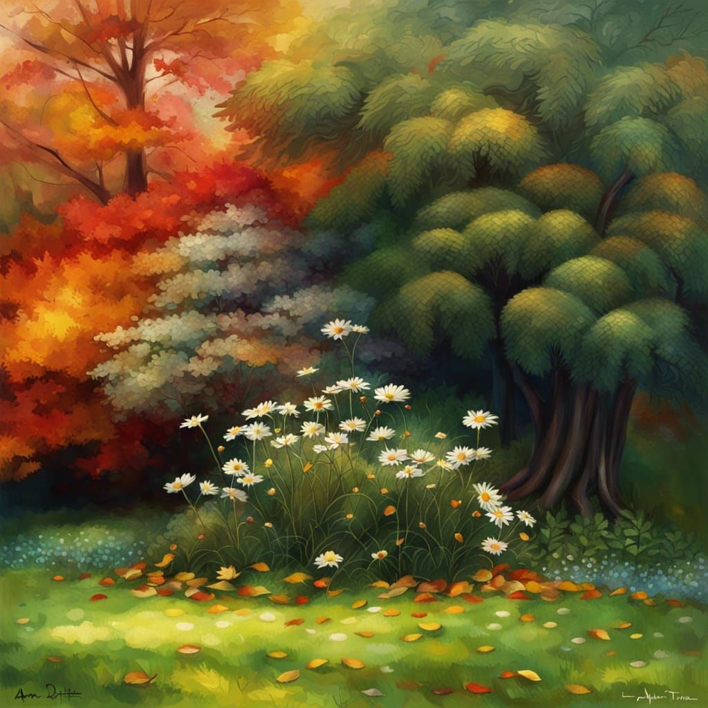 Autumn Garden in Hyperrealistic Style