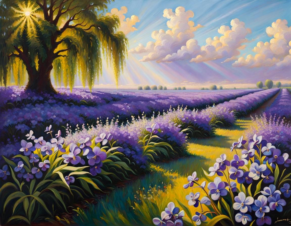 Divine Violet Willows in Radiant Sunshine