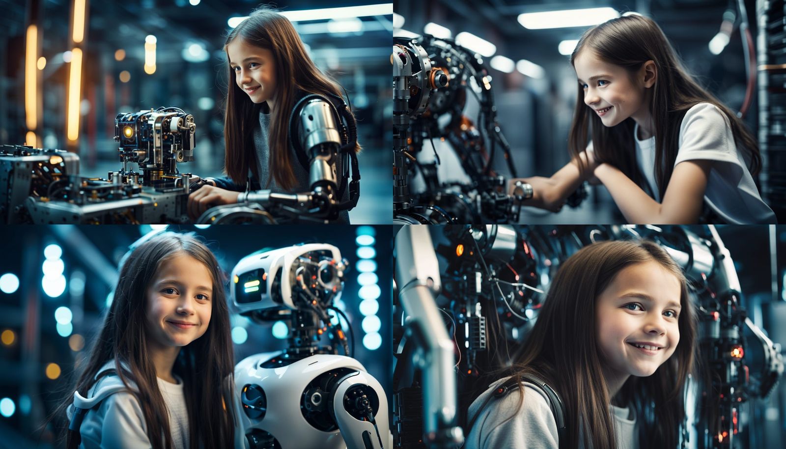 Girl Explores Advanced AI Robot