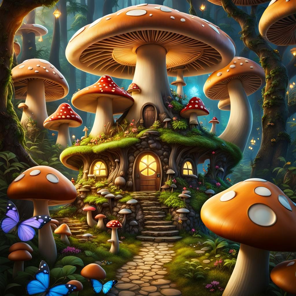Mushroom Kingdom in Enchanted Forest, 8k