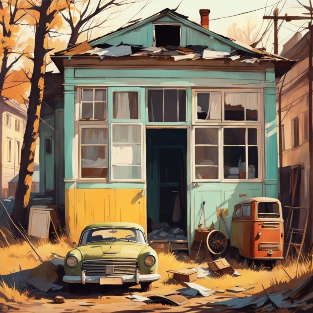 Post-Apocalyptic Roadside Picnic in Dark Fantasy Style