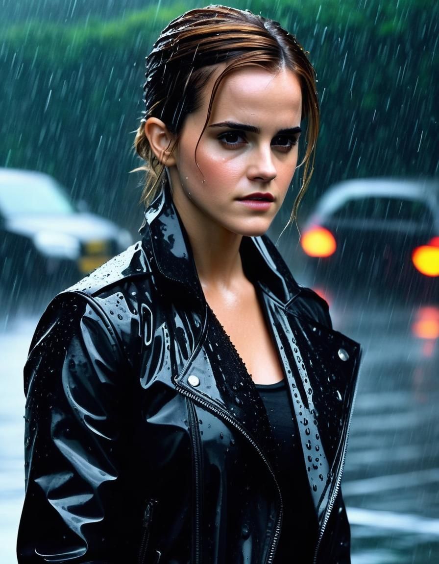 Emma Watson in Rain: Ultrarealistic Pro Photoshoot
