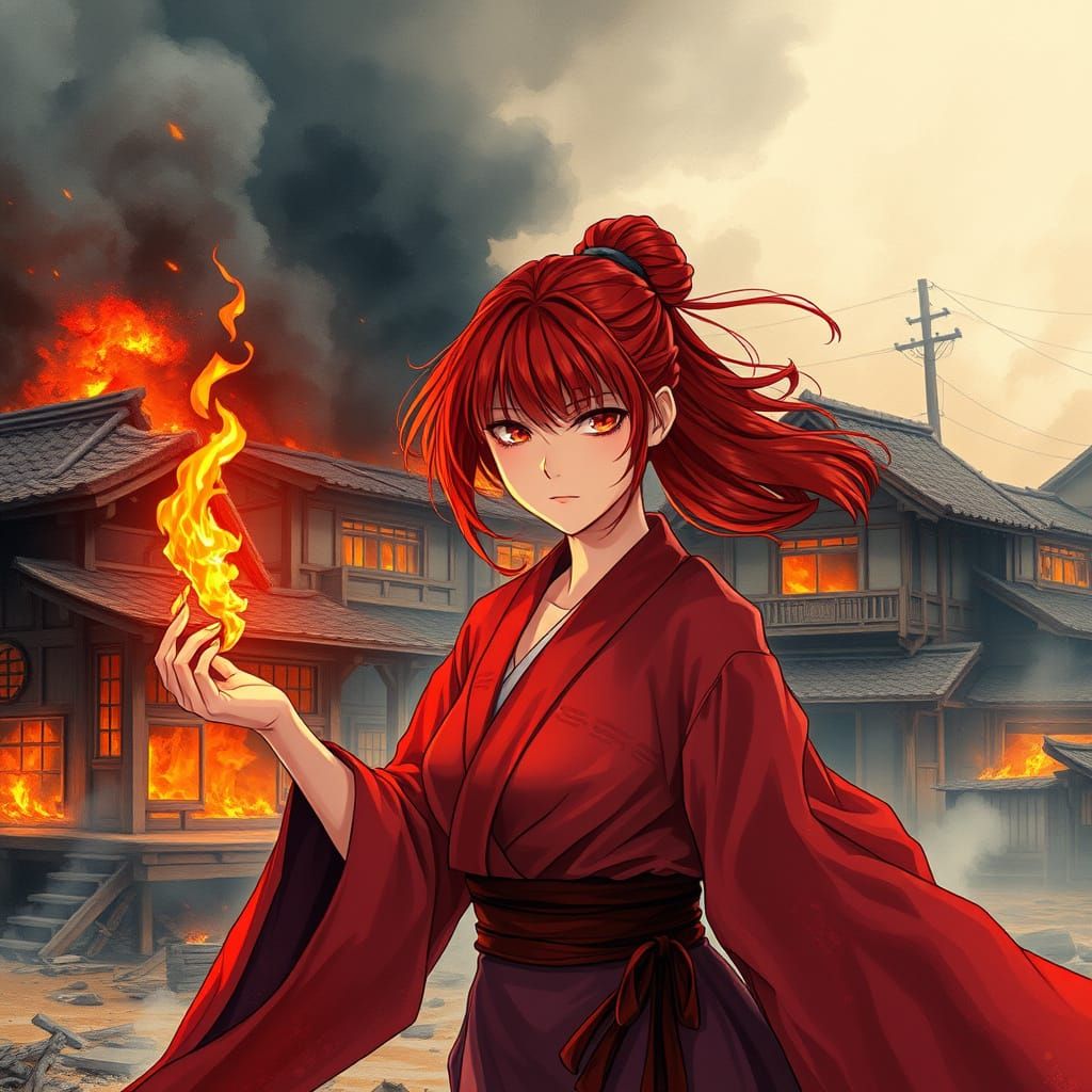 Lady of the Flame: Fiery Determination in a Burning Village