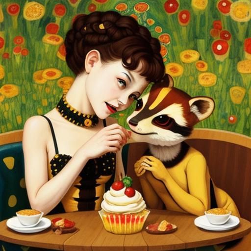 Anteaters Enjoying Cupcakes: Whimsical Watercolor Illustrati...