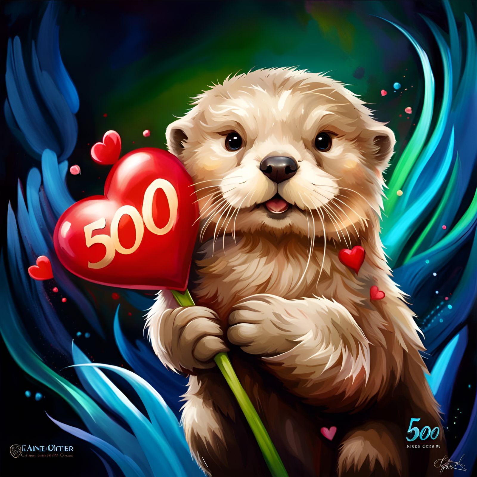 Chibi Sea Otter Celebrates 500 in Digital Art