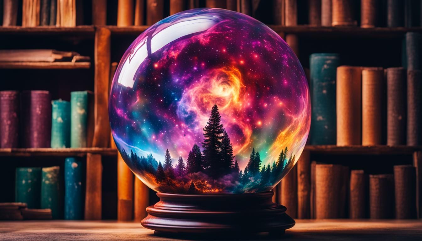 Psychedelic Galaxy in Crystal Ball, Realistic Shot