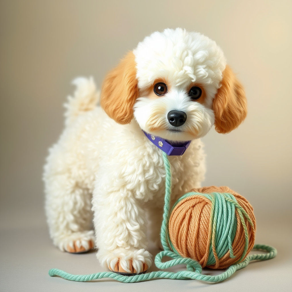 Playful Doodle Poodle with Yarn