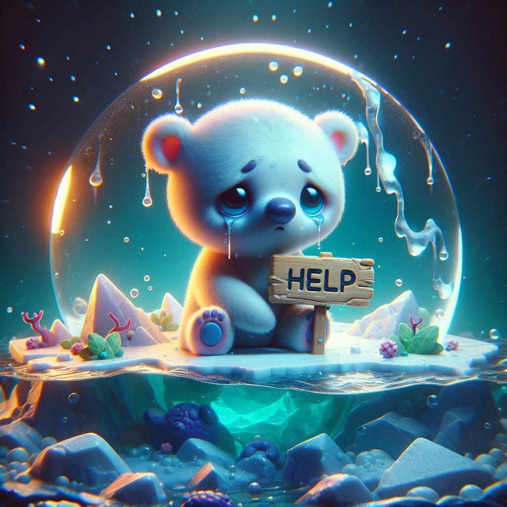 Cute Polar Bear As Digital Concept Art
