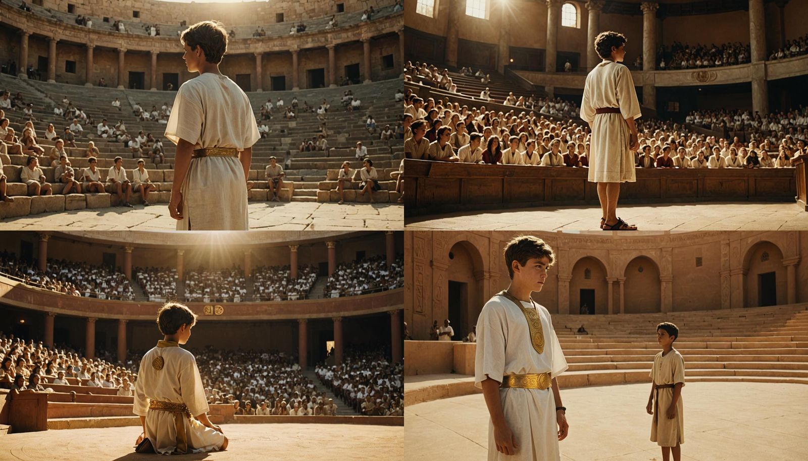 Young Orator in Ancient Rome: Cinematic Film Still